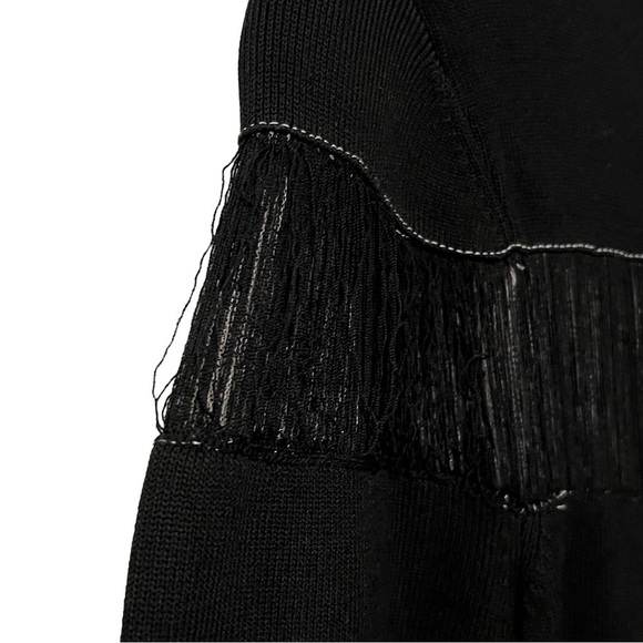 BLACK Sachin & Babi Seraphina Long Sleeve Fringe Knit Black Dress Gown S - Picture 16 of 16